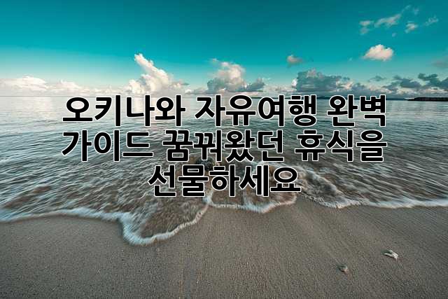 오키나와 자유여행 완벽 가이드: 꿈꿔왔던 휴식을 선물하세요!